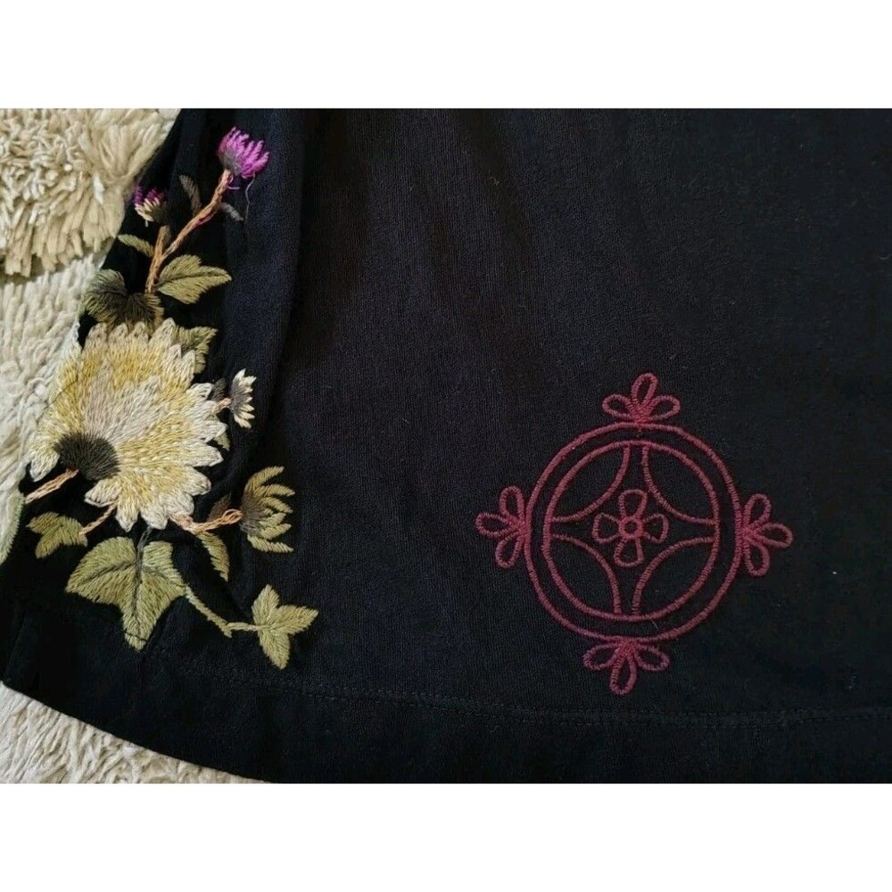 Johnny Was Los Angeles Dress Size L Black Joy Love Light V Neck Cotton - Picture 4 of 9
